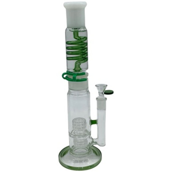 13.5" Spiral Glass Water Pipe w/ Double Diamond Percolator