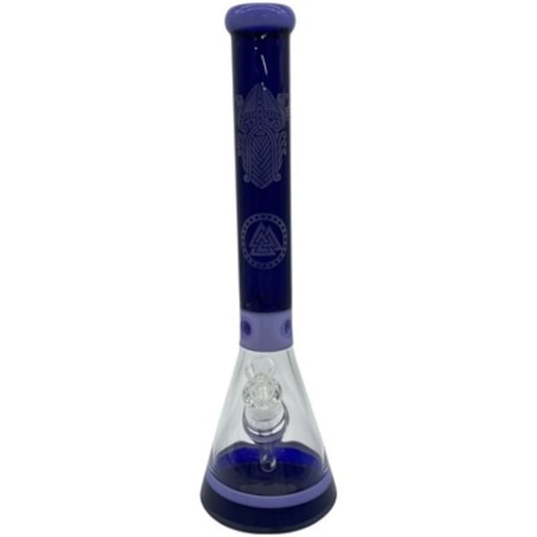 18.5 Blue Decal Embossed Glass Beaker Water Pipe w Ice Catcher