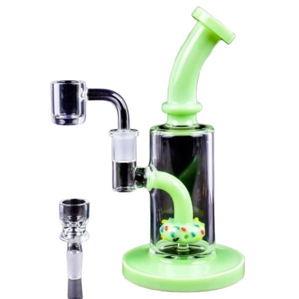 8" Donut Glass Water Pipe with Showerhead Percolator