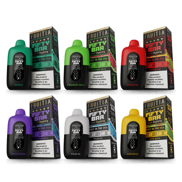 Fifty Bar x Fruitia 20,000 Puffs Disposable $14.50 eLiquid.com Fifty Bar x Fruitia 20,000 Puffs Disposable $14.50 eLiquid.com