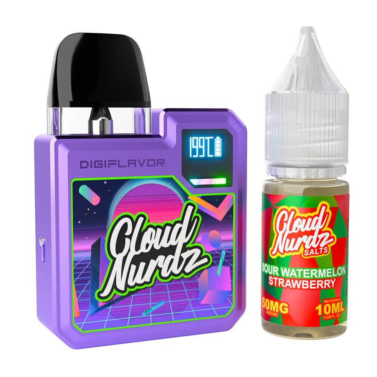 Geekvape Digi-Q Kit + Daddy's Vapor Salts - Purple/Sour Watermelon Strawberry