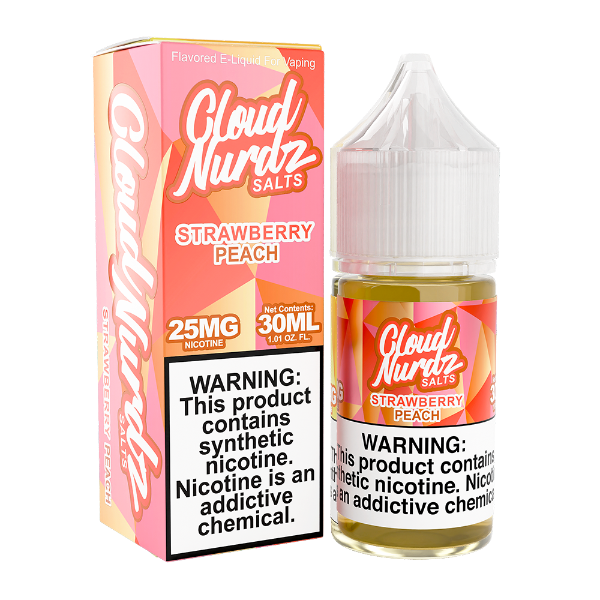 Cloud Nurdz Salts Vape Juice 30mL Best Flavor Strawberry Peach