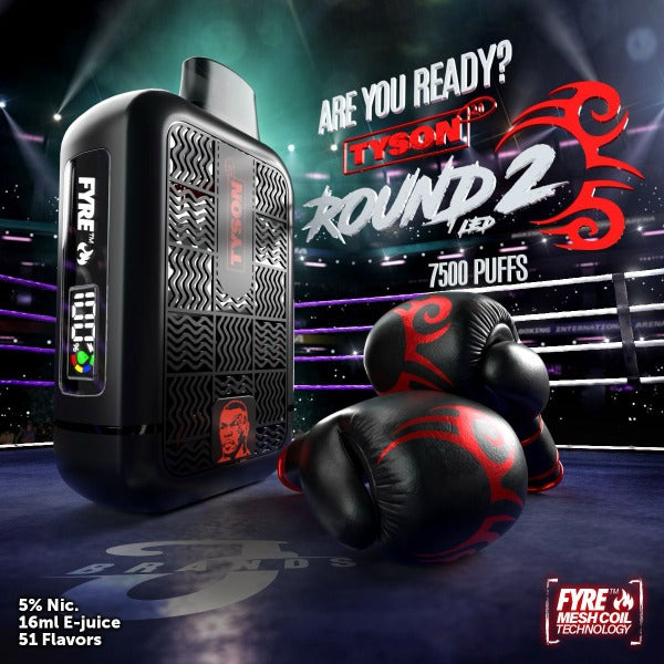 Tyson 2.0 - Round 2 R2 Heavy Weight 7500 Puffs Rechargeable Vape with $6.95 eLiquid.com Tyson 2.0 - Round 2 R2 Heavy Weight 7500 Puffs Rechargeable Vape with $6.95 eLiquid.com