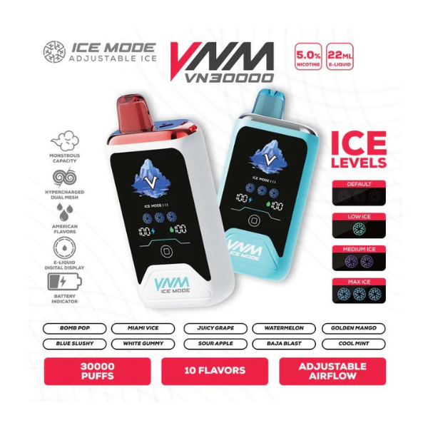 VNM Ice Mode 30,000 Puff Disposable Vape 22mL 5 Pack $70.00 eLiquid.com VNM Ice Mode 30,000 Puff Disposable Vape 22mL 5 Pack $70.00 eLiquid.com
