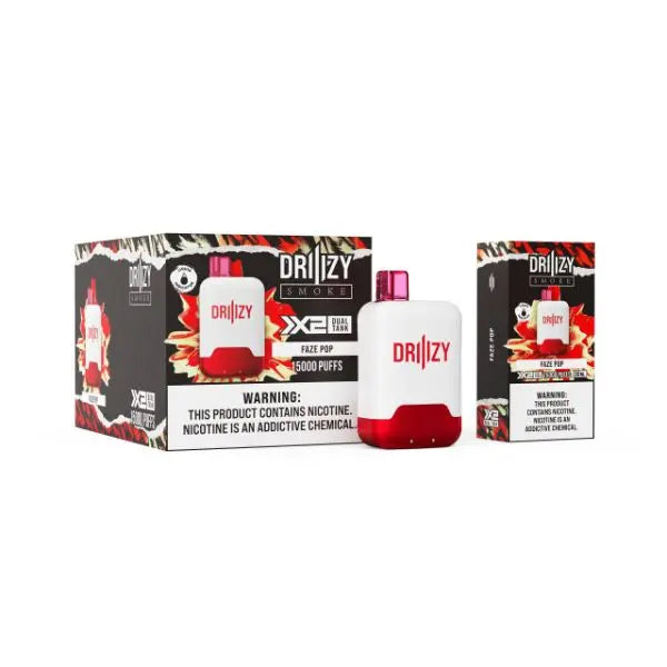 DRIIIZY Smoke 15000 Puffs 5% Dual Tank Disposable Vape 30mL Best Flavor Faze Pop