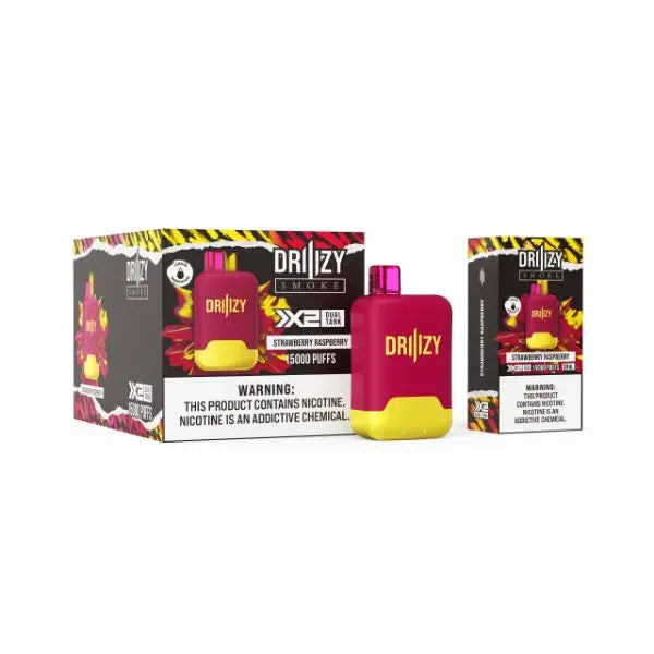 DRIIIZY Smoke 15000 Puffs 5% Dual Tank Disposable Vape 30mL Best Flavor Strawberry Raspberry