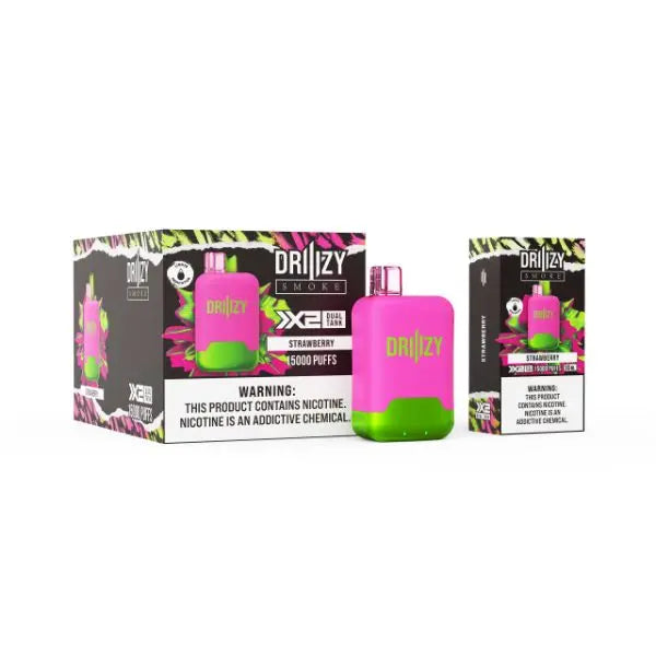 DRIIIZY Smoke 15000 Puffs 5% Dual Tank Disposable Vape 30mL Best Flavor Strawberry