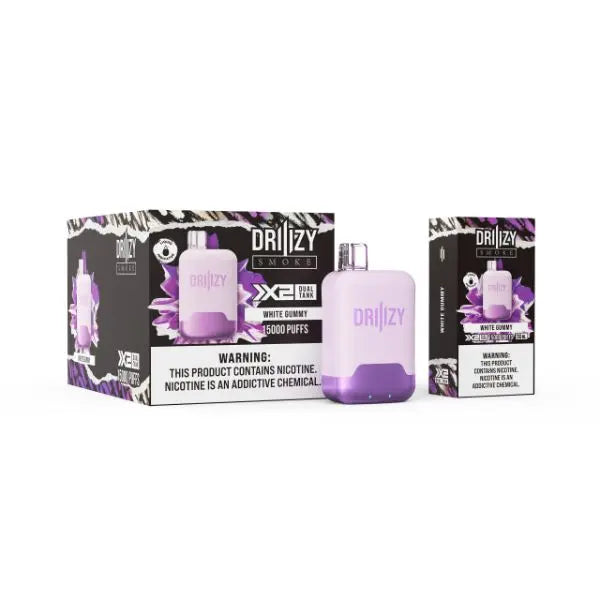 DRIIIZY Smoke 15000 Puffs 5% Dual Tank Disposable Vape 30mL Best Flavor White Gummy