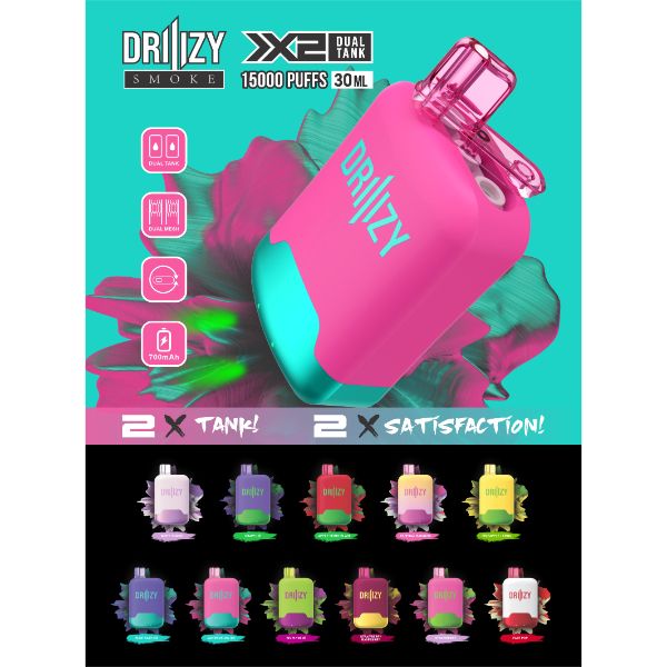 DRIIIZY Smoke 15000 Puffs 5% Dual Tank Disposable Vape 30mL Best Flavors