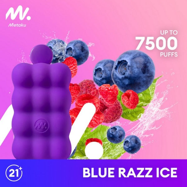 Metaku Spongie 7500 Puffs Disposable Vape 12mL 5 Pack Best Flavor Blue Razz Ice