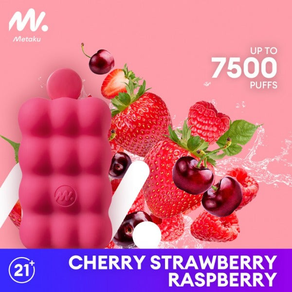 Metaku Spongie 7500 Puffs Disposable Vape 12mL 5 Pack Best Flavor Cherry Strawberry Raspberry