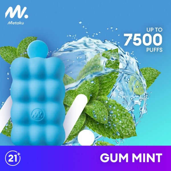 Metaku Spongie 7500 Puffs Disposable Vape 12mL 5 Pack Best Flavor Gum Mint