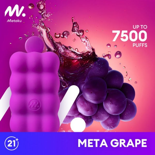 Metaku Spongie 7500 Puffs Disposable Vape 12mL 5 Pack Best Flavor Meta Grape