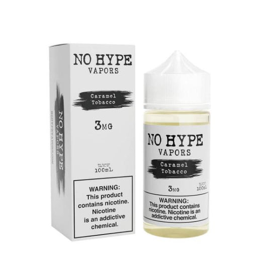 No hype caramel tobacco vape 100ml bottle packaging deal