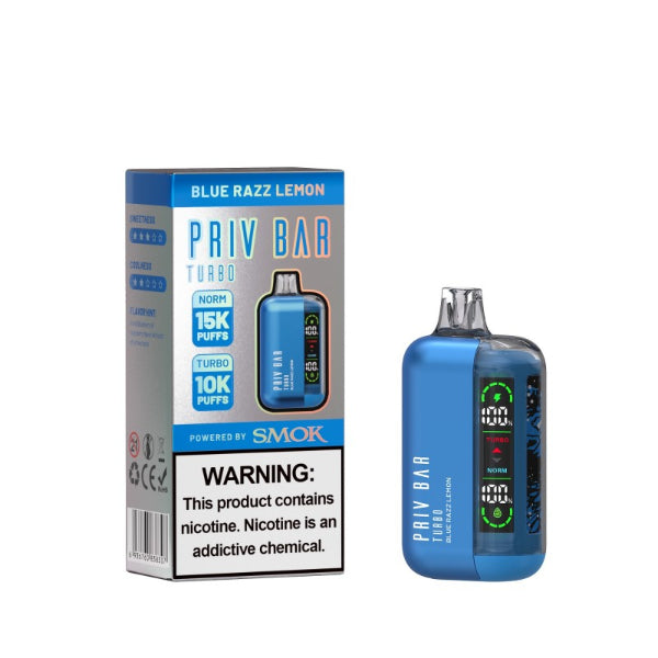 SMOK Priv Bar Turbo 15000 Puffs Disposable Vape 16mL Best Flavor Blue Razz Lemon