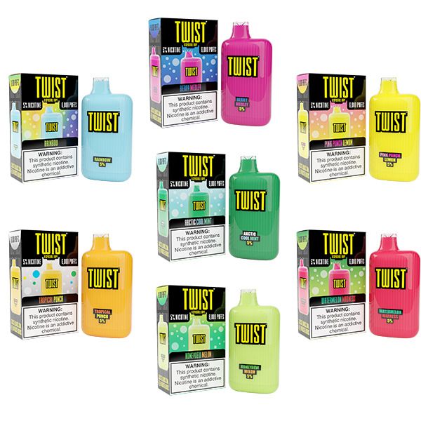 Twist 6000 Puffs Rechargeable Vape Disposable 15mL 10 Pack $34.99 eLiquid.com Twist 6000 Puffs Rechargeable Vape Disposable 15mL 10 Pack $34.99 eLiquid.com