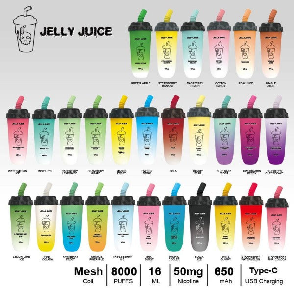 jelly disposable vape Vpro Jelly Juice 8000 Puffs Rechargeable Vape Disposable 15mL 10 Pack – $49.95 – eLiquid.com