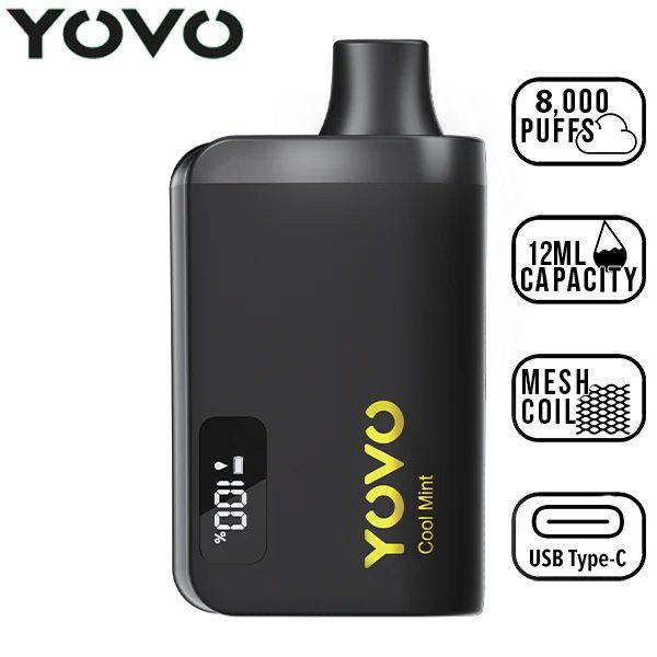 Yovo JB8000 8000 Puffs Disposable Vape Black Gold Edition 12mL 5 Pack Best Deal Cool Mint