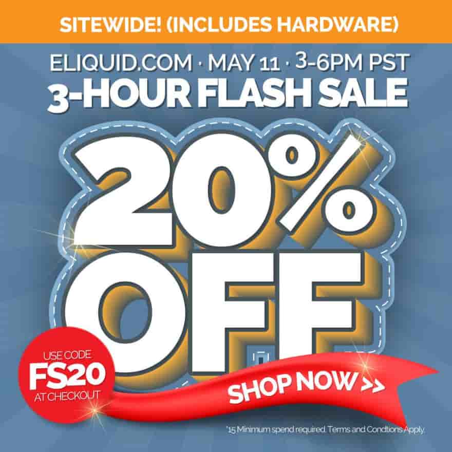eLiquid.com Flash Sale: 3 HOURS ONLY (3-6 PM PST) TODAY
