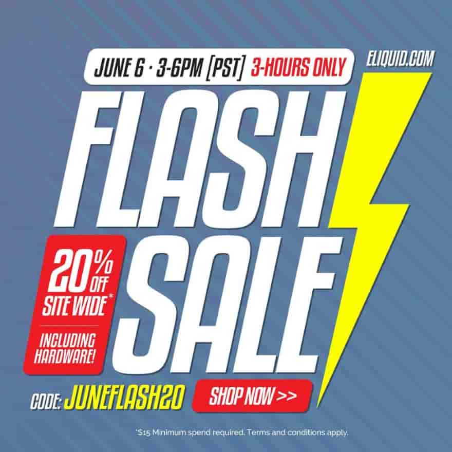 eLiquid.com June Flash Sale: 3 HOURS ONLY (3-6 PM PST) TODAY