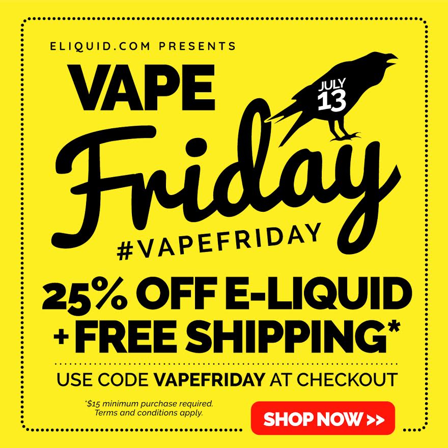 eLiquid.com Vape Friday Sale: 1 DAY ONLY Sale [25% OFF ALL E-LIQUID]