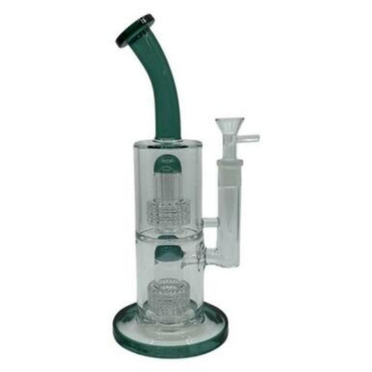 11.5" Stacked Diamond Percolator Glass Water Pipe