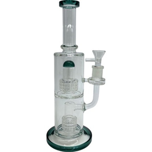 11" Stacked Diamond Glass Percolator Water Pipe