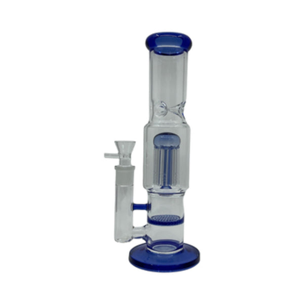 12" Heavy Duty Straight Glass Water Pipe w/ Jellyfish Percolator & Honeycomb Disc