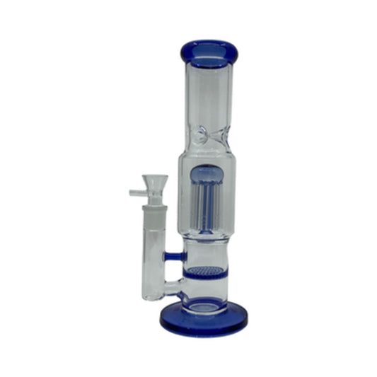 12" Heavy Duty Straight Glass Water Pipe w/ Jellyfish Percolator & Honeycomb Disc