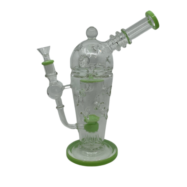 12" Ice Catcher Pinched w/ Jellyfish Perc Glass Water Pipe