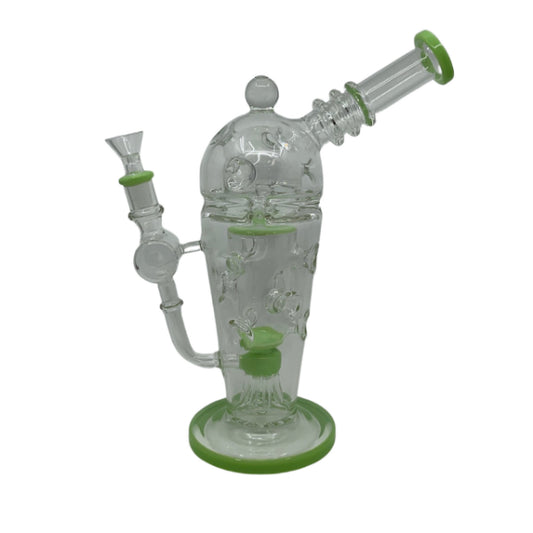 12" Ice Catcher Pinched w/ Jellyfish Perc Glass Water Pipe