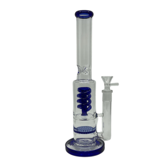 12" Straight Glass Water Pipe w/ Honeycomb Disc & Spiral Percolator