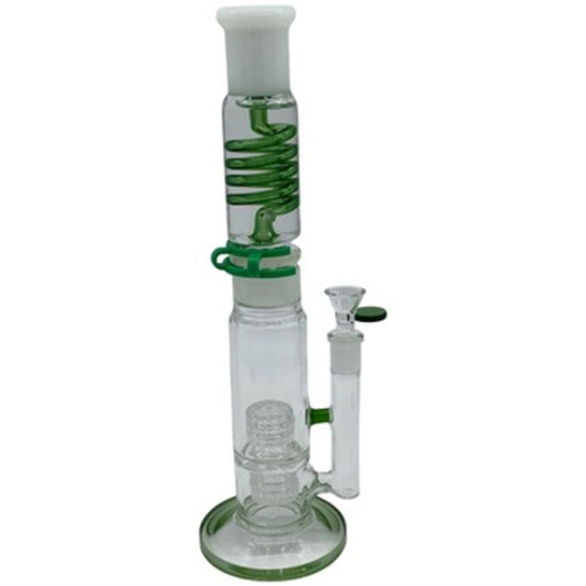 13.5" Spiral Glass Water Pipe w/ Double Diamond Percolator