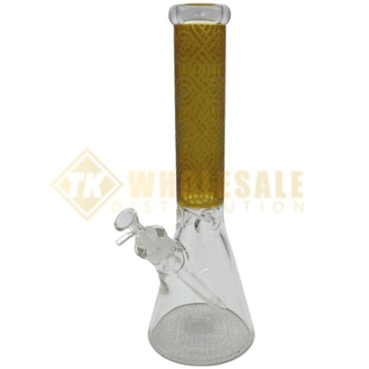 14" Beaker Glass Water Pipe w/ Texturized Neck & Base and Ice Catcher