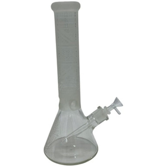 14" Geometric Pattern Printed Glass Beaker Water Pipe w/ Ice Catcher