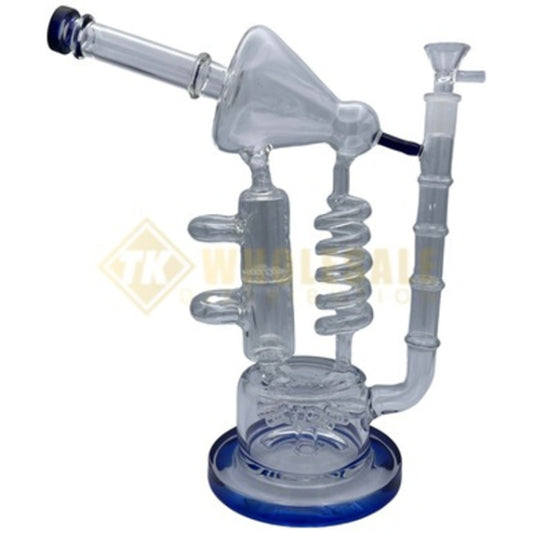 14" Two Honeycomb Chamber Perc Glass Water Pipe With 14mm Bowl