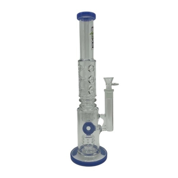 16" Tall Clover Glass Water Pipe Circle Percolator with Ice Catchers