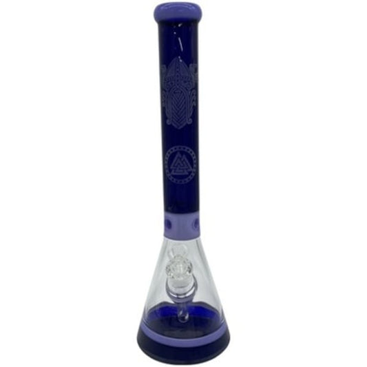 18.5 Blue Decal Embossed Glass Beaker Water Pipe w Ice Catcher