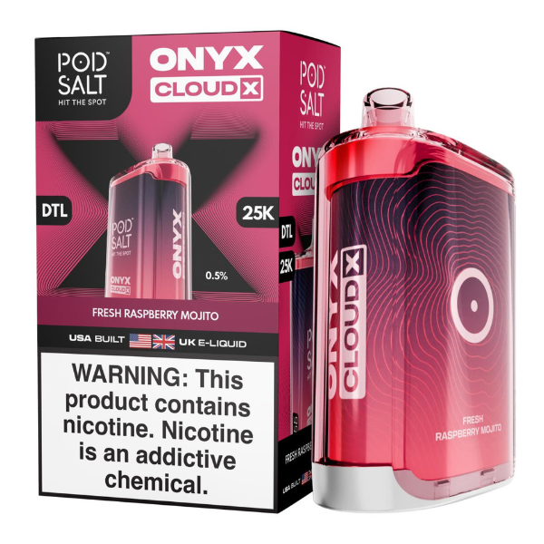 Pod Salt Onyx Cloud X 25K Puff Shisha Disposable-Fresh Raspberry Mojito-Single Disposable-5%-20mL