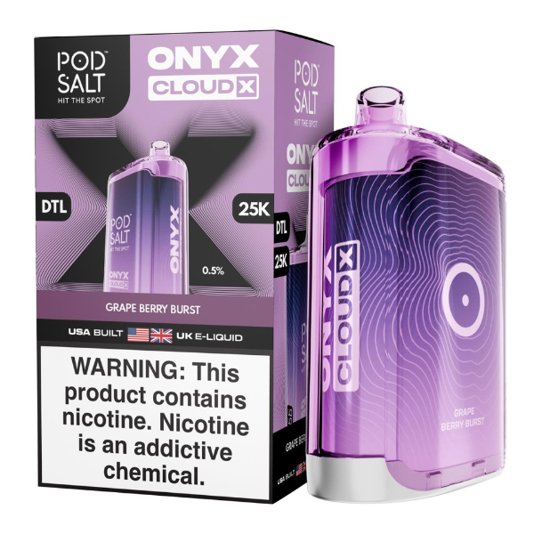 Pod Salt Onyx Cloud X 25K Puff Shisha Disposable-Grape Berry Burst-Single Disposable-5%-20mL