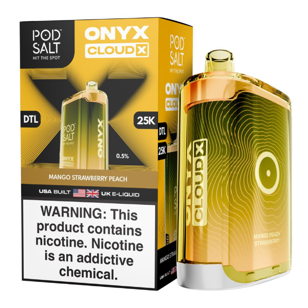 Pod Salt Onyx Cloud X 25K Puff Shisha Disposable-Mango Strawberry Peach-Single Disposable-5%-20mL