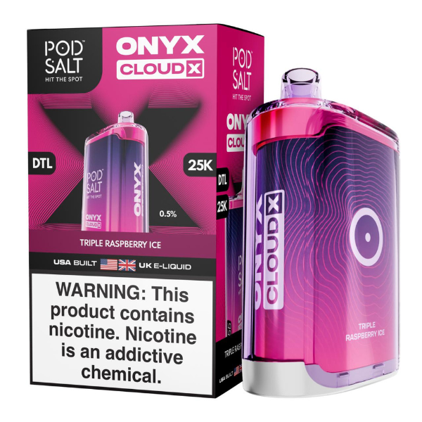 Pod Salt Onyx Cloud X 25K Puff Shisha Disposable-Triple Raspberry Ice-Single Disposable-5%-20mL
