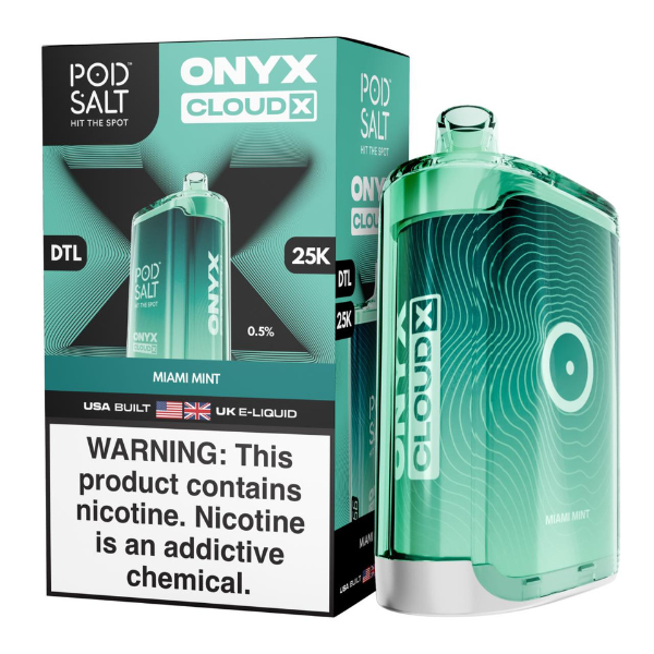 Pod Salt Onyx Cloud X 25K Puff Shisha Disposable-Miami Mint-Single Disposable-5%-20mL