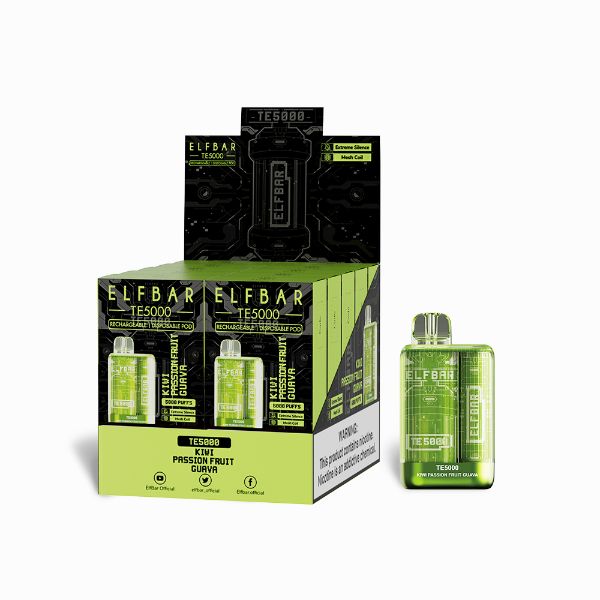 Best Deal Elf Bar TE5000 Puffs Disposable Vape 13.5mL 10 Pack kiwi Passion Fruit Guava