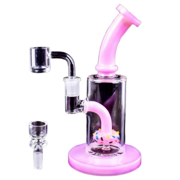 8" Donut Glass Water Pipe with Showerhead Percolator