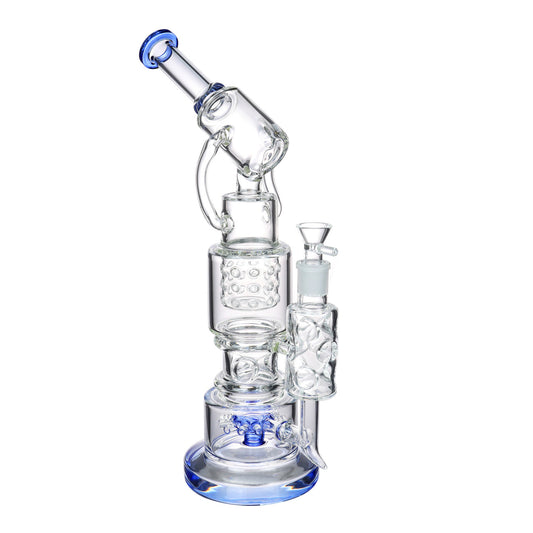 16" Telescope Glass Water Pipe With Sprinkler Perc Ash Catcher Handle