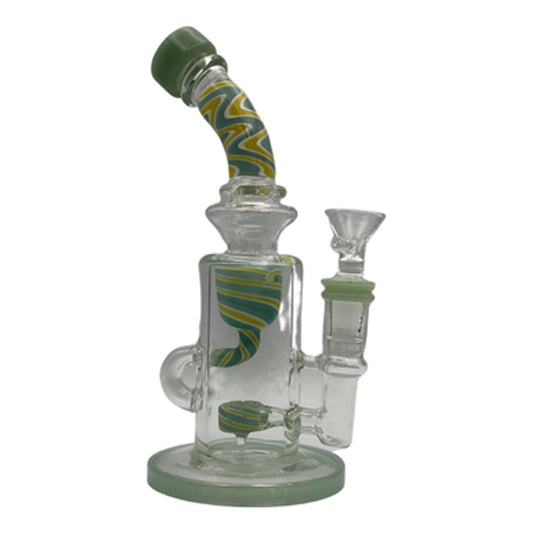 9.5" Color Swirl Recycler Glass Water Pipe with Showerhead Percolator