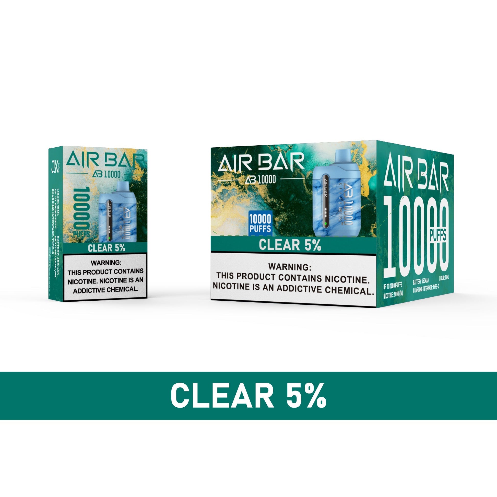 Air Bar AB10000 Disposable Vape 10-Pack Best Flavor Clear