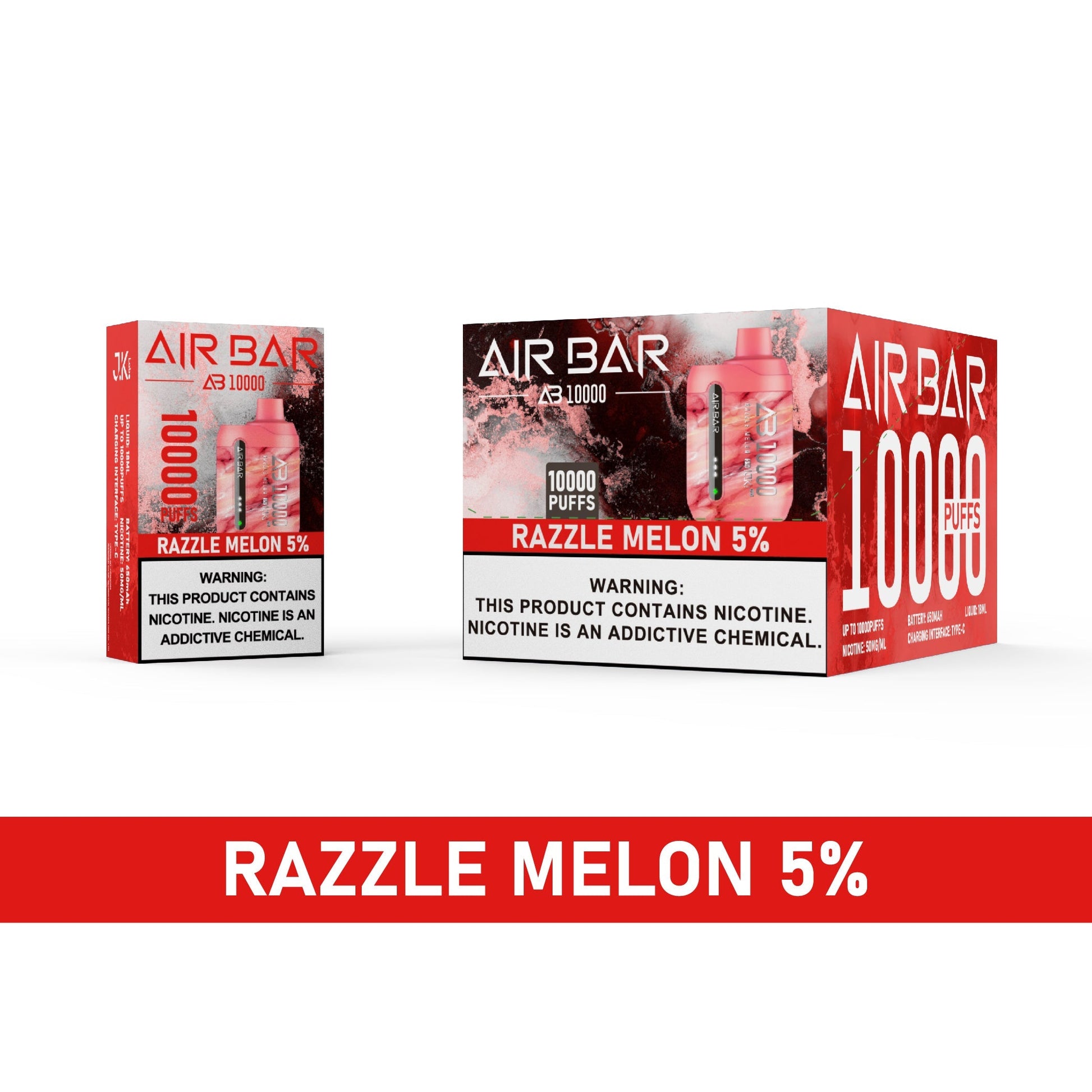 Air Bar AB10000 Disposable Vape 10-Pack Best Flavor Razzle Melon