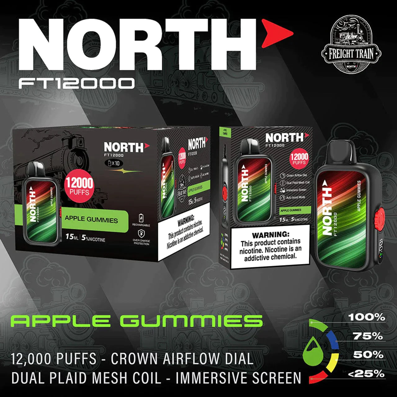 North FT12000 Disposable Vape 15mL Best Flavor Apple Gummies